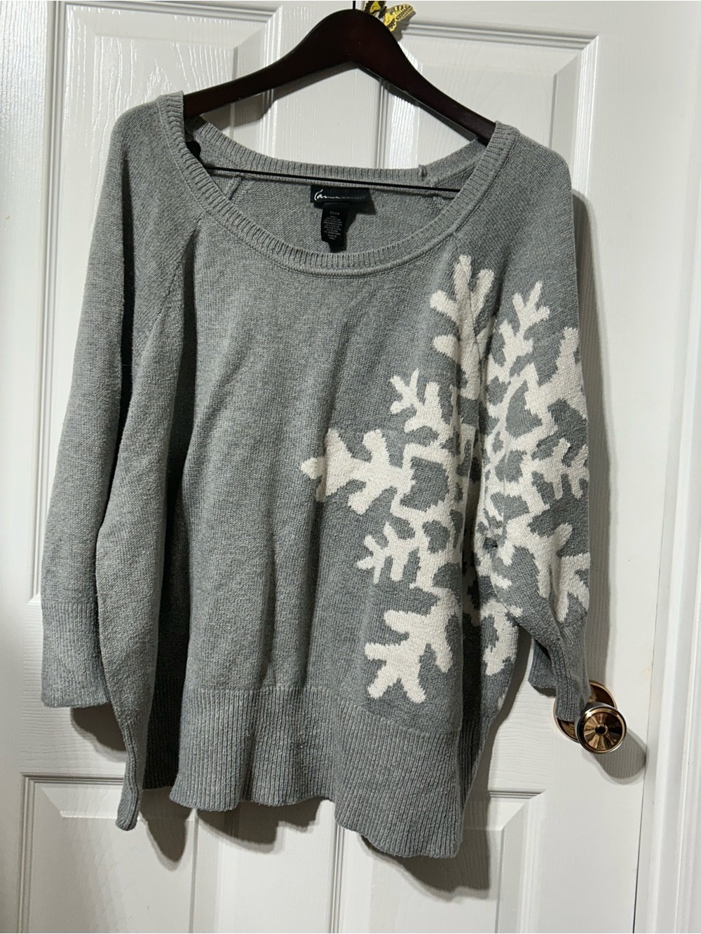 Lane Bryant Gray Crewneck Sweater with White Snowflake